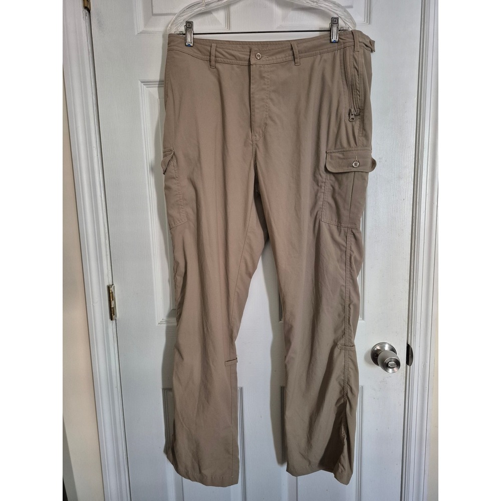 Clothing Arts P^cubed Pick-Pocket Proof Travel Cargo Pants Tan Womens 16 Reg